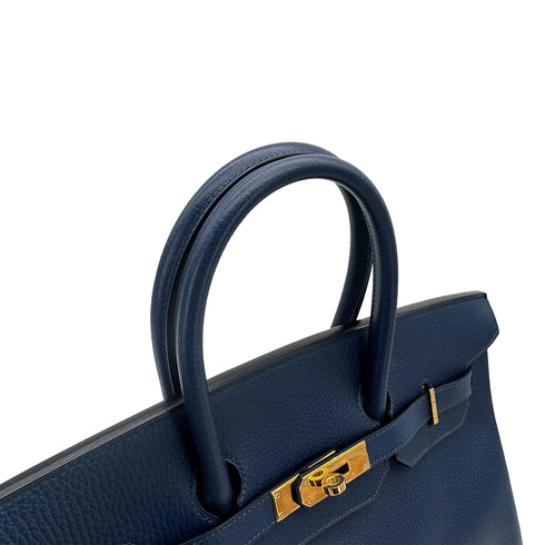 HERMES BIRKIN 35 BLUE ROY ARDENNES HAND BAG 2000 SQUARE D GOLD HARDWARE 90311880