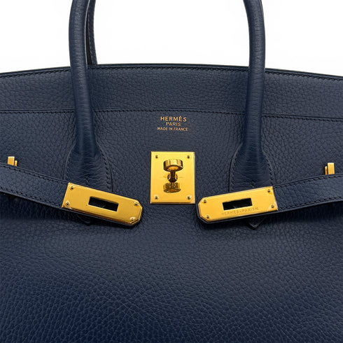 HERMES BIRKIN 35 BLUE ROY ARDENNES HAND BAG 2000 SQUARE D GOLD HARDWARE 90311880