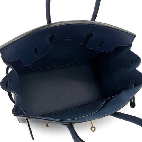 HERMES BIRKIN 35 BLUE ROY ARDENNES HAND BAG 2000 SQUARE D GOLD HARDWARE 90311880
