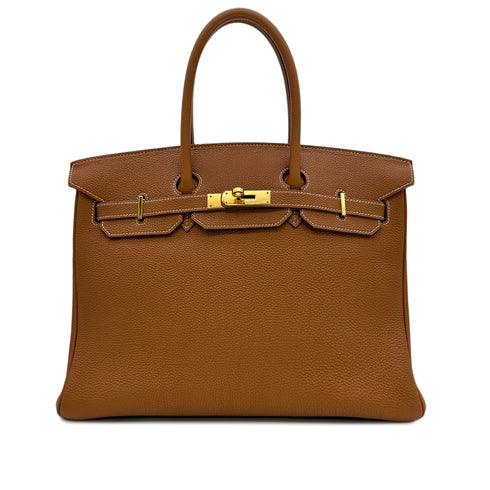 HERMES BIRKIN 35 GOLD TOGO HAND BAG □G GHW 90302188 - PURPOSE