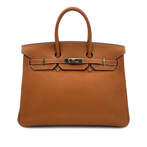 HERMES BIRKIN 35 GOLD TOGO HAND BAG □H SHW 90301709 - PURPOSE