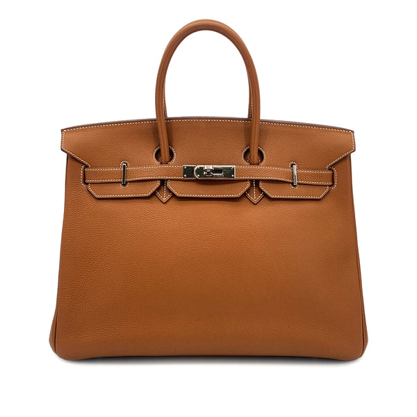 HERMES BIRKIN 35 GOLD TOGO HAND BAG □H SHW 90301709 - PURPOSE
