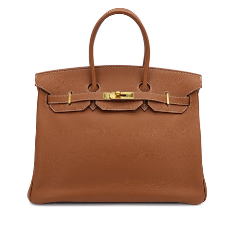 HERMES BIRKIN 35 GOLD TOGO HAND BAG □J GOLD HARDWARE 90307816 - PURPOSE