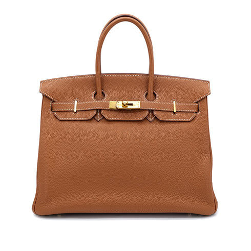 HERMES BIRKIN 35 GOLD TOGO HAND BAG □J GOLD HARDWARE 90305114 - PURPOSE