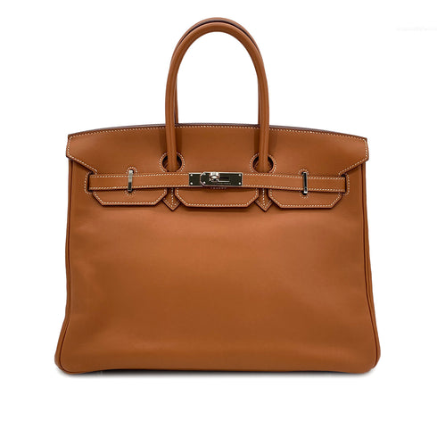 HERMES BIRKIN 35 GOLD VEAU SWIFT HAND BAG □K PALLADIUM HARDWARE 90304186 - PURPOSE