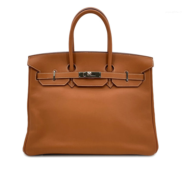 HERMES BIRKIN 35 GOLD VEAU SWIFT HAND BAG □K PALLADIUM HARDWARE 90304186 - PURPOSE