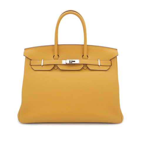 HERMES BIRKIN 35 JAUNE AMBER TOGO HAND BAG A PHW 90303484 - PURPOSE