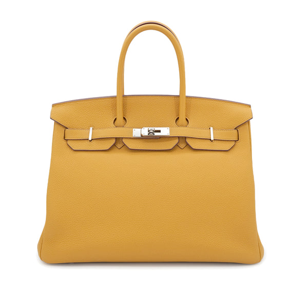 HERMES BIRKIN 35 JAUNE AMBER TOGO HAND BAG A PHW 90303484 - PURPOSE