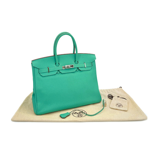 HERMES BIRKIN 35 LAGON TOGO HAND BAG 2008 SQUARE L PALLADIUM HARDWARE 90311875