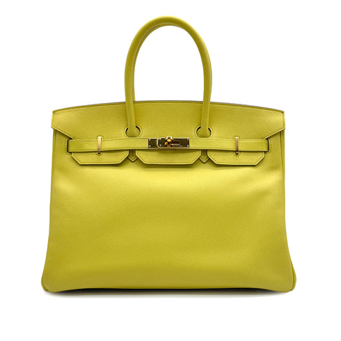 HERMES BIRKIN 35 LIME VEAU EPSOM HAND BAG □O GOLD HARDWARE 90307905 - PURPOSE