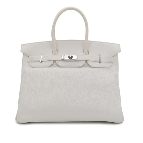 HERMES BIRKIN 35 WHITE TAURILLON CLEMENCE HAND BAG ▢J SHW 90302910 - PURPOSE