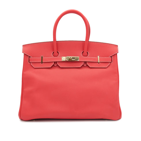 HERMES CANDY BIRKIN 35 ROSE JAIPUR GOLD VEAU EPSOM HAND BAG □P GHW 90302935 - PURPOSE