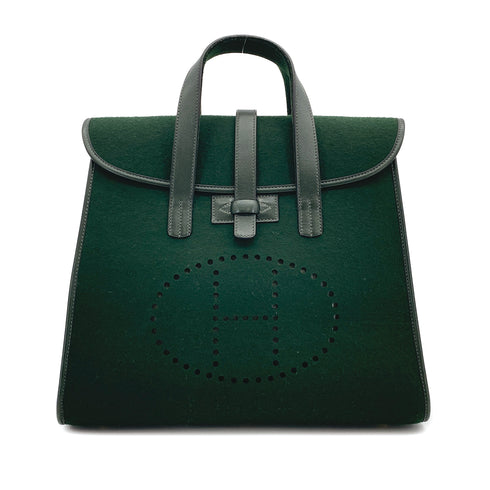 hermes-feu-dou-dark-green-feutre-hand-bag-1996-circle-z-90311887-japan