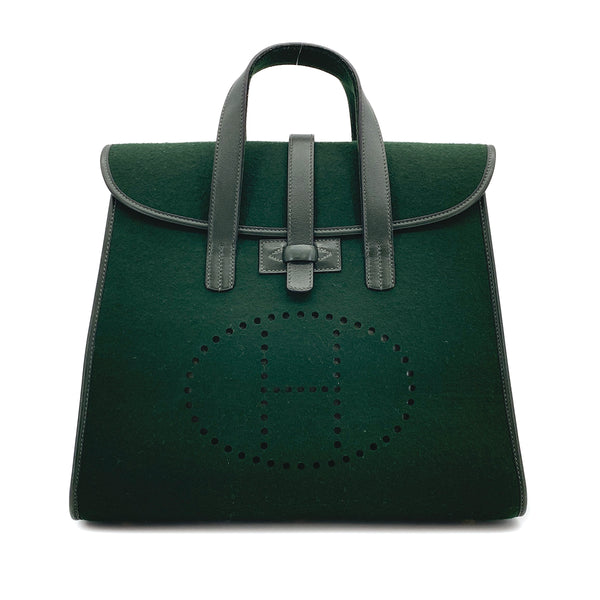 hermes-feu-dou-dark-green-feutre-hand-bag-1996-circle-z-90311887-japan
