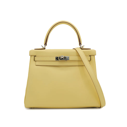 HERMES KELLY 25 RETOURNE JAUNE POUSSIN VEAU SWIFT HAND SHOULDER BAG 2021 Z PALLADIUM HARDWARE 90310259 - PURPOSE