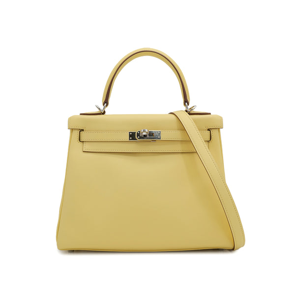 HERMES KELLY 25 RETOURNE JAUNE POUSSIN VEAU SWIFT HAND SHOULDER BAG 2021 Z PALLADIUM HARDWARE 90310259 - PURPOSE