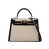 HERMES KELLY 28 BLACK BOXCALF TOILE H HAND SHOULDER BAG 1990 CIRCLE T GOLD HARDWARE 90307991 - PURPOSE