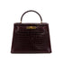 HERMES KELLY 28 SELLIER BORDEAUX CROCODILE HAND BAG 2004 CIRCLE H GOLD HARDWARE 90310278 - PURPOSE