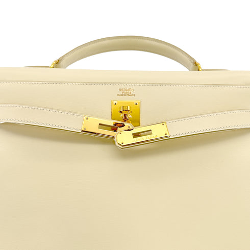HERMES KELLY 32 SELLIER BLANCCASSE BOXCALF HAND SHOULDER BAG 1998 SQUARE B GOLD HARDWARE 90311821