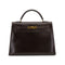HERMES KELLY 32 SELLIER MARRON FONCE BOXCALF HAND BAG 1976 CIRCLE F GOLD HARDWARE 90308970 - PURPOSE
