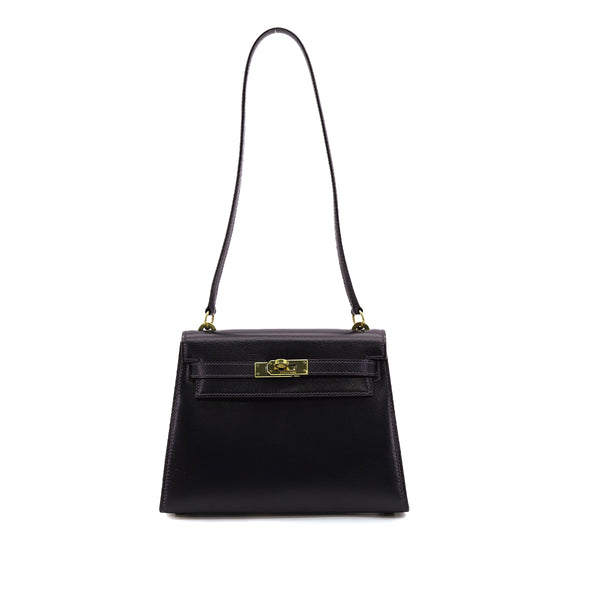 HERMES MINI KELLY 20 SELLIER BLUE INDIGO BOX CALF SHOULDER BAG 1985 CIRCLE O GOLD HARDWARE 90309802 - PURPOSE