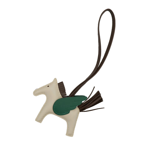 HERMES BAG CHARM RODEO PEGASUS PM CRAIE CHOCOLAT VERT MOYEN AGNEAU MILO 2024 W 90311993