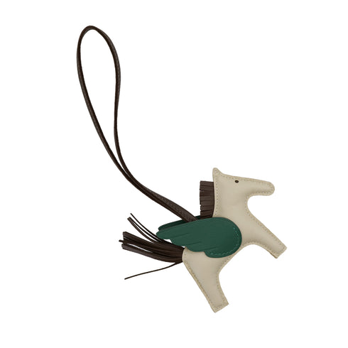 HERMES BAG CHARM RODEO PEGASUS PM CRAIE CHOCOLAT VERT MOYEN AGNEAU MILO 2024 W 90311993
