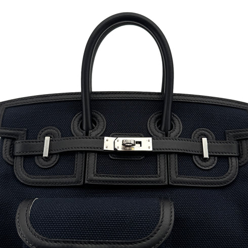 HERMES BIRKIN 25 CARGO BLUE MARINE BALCK VEAU SWIFT TOILE H HAND BAG 2020 Y PALLADIUM HARDWARE 90312704