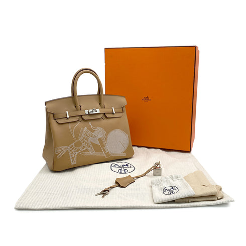 HERMES BIRKIN 25 IN & OUT BISCUIT VEAU SWIFT HAND BAG 2023 B PALLADIUM HARDWARE 90312698