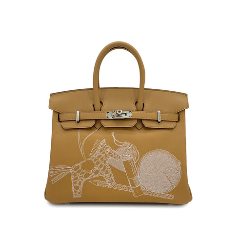HERMES BIRKIN 25 IN & OUT BISCUIT VEAU SWIFT HAND BAG 2023 B PALLADIUM HARDWARE 90312698