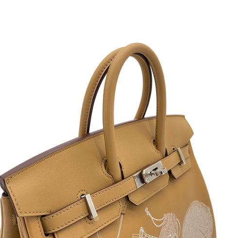 HERMES BIRKIN 25 IN & OUT BISCUIT VEAU SWIFT HAND BAG 2023 B PALLADIUM HARDWARE 90312698