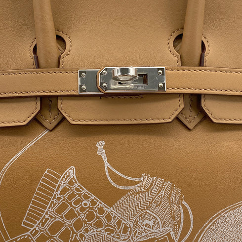 HERMES BIRKIN 25 IN & OUT BISCUIT VEAU SWIFT HAND BAG 2023 B PALLADIUM HARDWARE 90312698