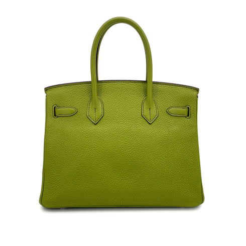 HERMES BIRKIN 30 ANIS GREEN TOGO HAND BAG 2006 SQUARE J PALLADIUM HARDWARE 90312504