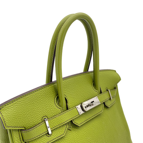 HERMES BIRKIN 30 ANIS GREEN TOGO HAND BAG 2006 SQUARE J PALLADIUM HARDWARE 90312504