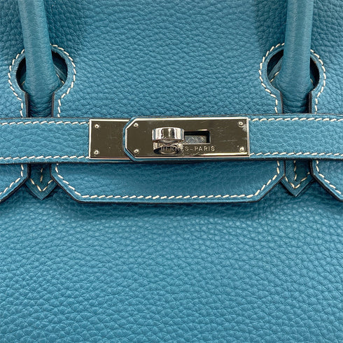 HERMES BIRKIN 30 BLUE JEAN TOGO HAND BAG 2004 SQUARE H PALLADIUM HARDWARE 90311970