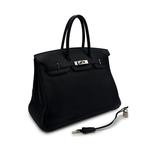 HERMES BIRKIN 35 BLACK TOGO HAND BAG 2006 SQUARE J PALLADIUM HARDWARE 90312933