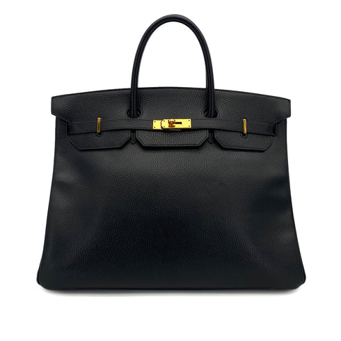 HERMES BIRKIN 40 BLACK ARDENNES HAND BAG 1995 CIRCLE Y GOLD HARDWARE 90312521