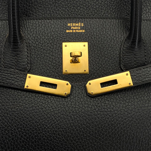 HERMES BIRKIN 40 BLACK ARDENNES HAND BAG 1995 CIRCLE Y GOLD HARDWARE 90312521