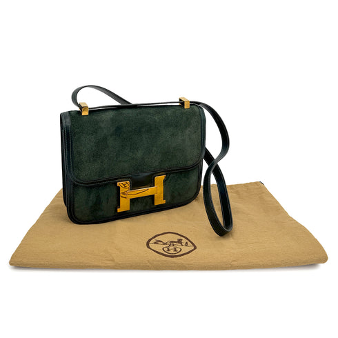 HERMES CONSTANCE 23 VERT DEBRIS SHOULDER BAG 1981 CIRCLE K GOLD HARDWARE 90312925