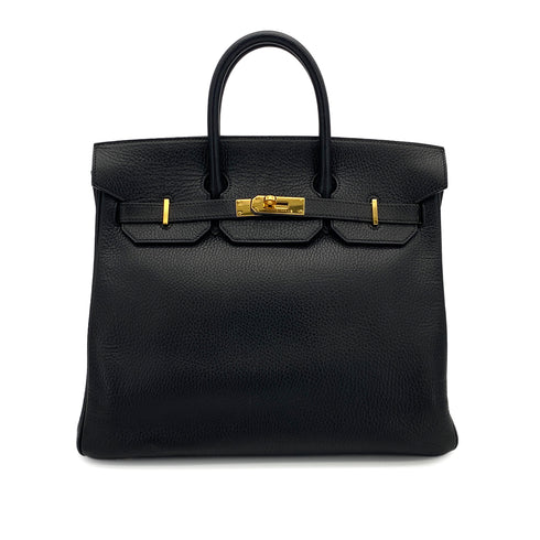 HERMES HAUT A COURROIES 32 BLACK ARDENNES HAND BAG 1999 SQUARE C GOLD HARDWARE 90312512