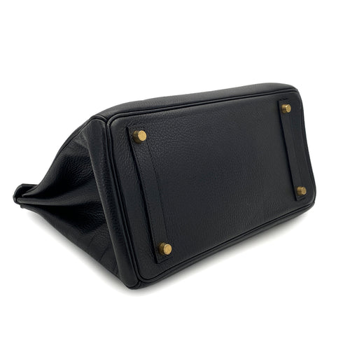 HERMES HAUT A COURROIES 32 BLACK ARDENNES HAND BAG 1999 SQUARE C GOLD HARDWARE 90312512