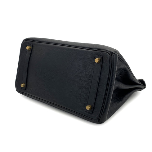 HERMES HAUT A COURROIES 32 BLACK ARDENNES HAND BAG 1999 SQUARE C GOLD HARDWARE 90312512