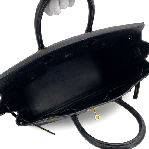 HERMES HAUT A COURROIES 32 BLACK ARDENNES HAND BAG 1999 SQUARE C GOLD HARDWARE 90312512