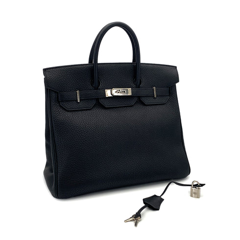 HERMES HAUT A COURROIES 32 BLACK TOGO HAND BAG 2003 SQUARE G PALLADIUM HARDWARE 90312516