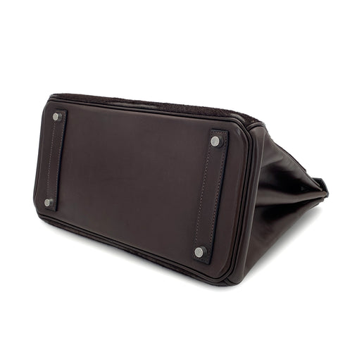 HERMES HAUT A COURROIES 32 EBENE VEAU TROIKA EVERCALF HAND BAG 2008 SQUARE L PALLADIUM HARDWARE 90311817