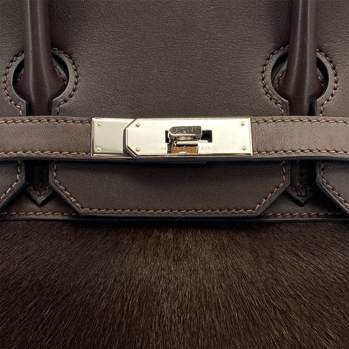 HERMES HAUT A COURROIES 32 EBENE VEAU TROIKA EVERCALF HAND BAG 2008 SQUARE L PALLADIUM HARDWARE 90311817