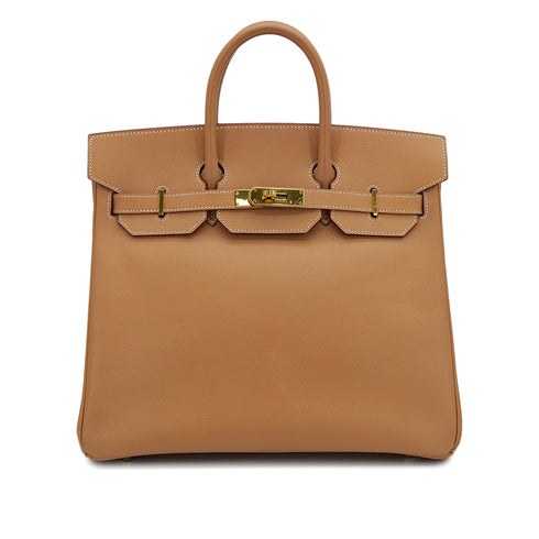 HERMES HAUT A COURROIES 32 NATUREL COUCHEVEL HAND BAG 1998 SQUARE B GOLD HARDWARE 90312522