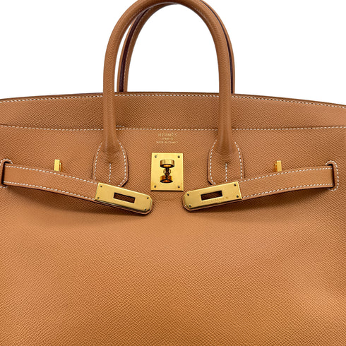 HERMES HAUT A COURROIES 32 NATUREL COUCHEVEL HAND BAG 1998 SQUARE B GOLD HARDWARE 90312522