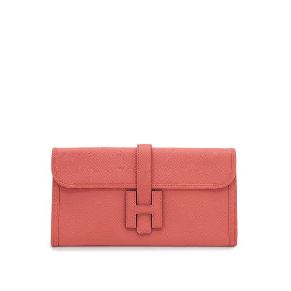 HERMES JIGE ELAN 29 FLAMINGO VEAU EPSOM CLUTCH BAG 2013 SQUARE Q 90312503
