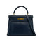 HERMES KELLY 28 RETOURNE BLUE INDIGO COUCHEVEL HAND SHOULDER BAG 1994 CIRCLE X GOLD HARDWARE 90311963